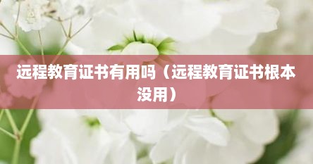 远程教育证书有用吗（远程教育证书根本没用）