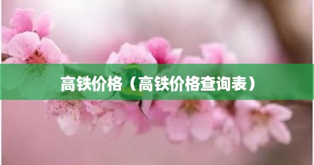 高铁价格（高铁价格查询表）