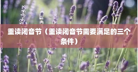 重读闭音节（重读闭音节需要满足的三个条件）