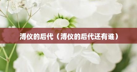 溥仪的后代（溥仪的后代还有谁）