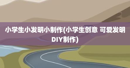 小学生小发明小制作(小学生创意 可爱发明DIY制作)