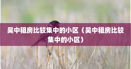 吴中租房比较集中的小区（吴中租房比较集中的小区）