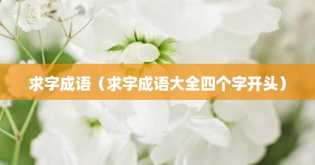 求字成语（求字成语大全四个字开头）