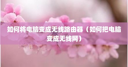 如何将电脑变成无线路由器（如何把电脑变成无线网）