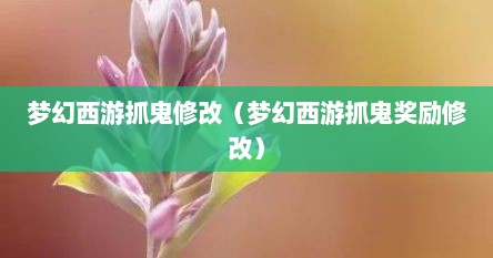 梦幻西游抓鬼修改（梦幻西游抓鬼奖励修改）