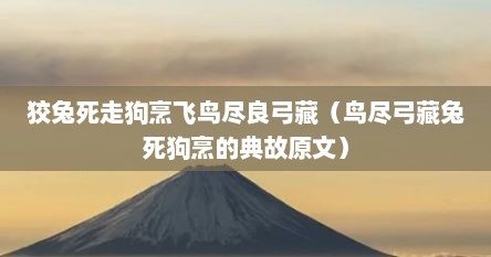 狡兔死走狗烹飞鸟尽良弓藏（鸟尽弓藏兔死狗烹的典故原文）