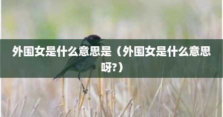 外围女是什么意思是（外围女是什么意思呀?）