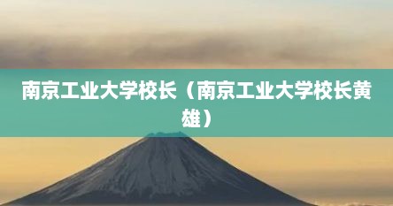 南京工业大学校长（南京工业大学校长黄雄）