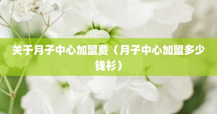 关于月子中心加盟费（月子中心加盟多少钱衫）