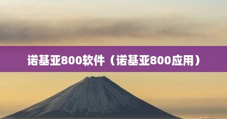 诺基亚800软件（诺基亚800应用）