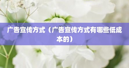 广告宣传方式（广告宣传方式有哪些低成本的）