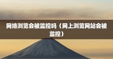 网络浏览会被监控吗（网上浏览网站会被监控）