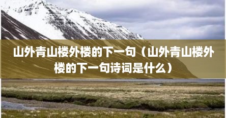 山外青山楼外楼的下一句（山外青山楼外楼的下一句诗词是什么）