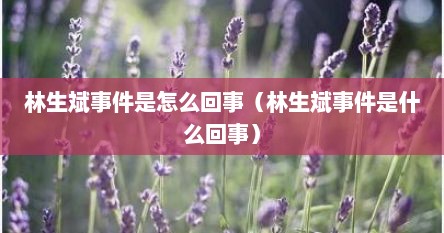 林生斌事件是怎么回事（林生斌事件是什么回事）