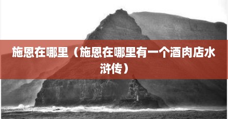 施恩在哪里（施恩在哪里有一个酒肉店水浒传）