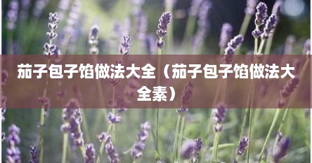 茄子包子馅做法大全（茄子包子馅做法大全素）