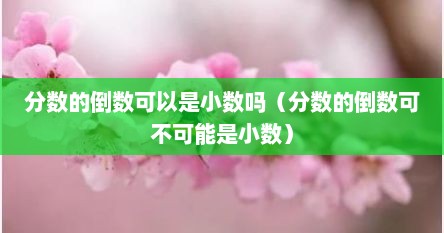 分数的倒数可以是小数吗（分数的倒数可不可能是小数）