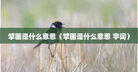 擘画是什么意思（擘画是什么意思 字词）