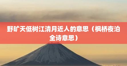 野旷天低树江清月近人的意思（枫桥夜泊全诗意思）