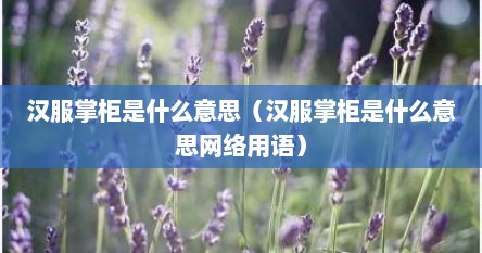 汉服掌柜是什么意思（汉服掌柜是什么意思网络用语）