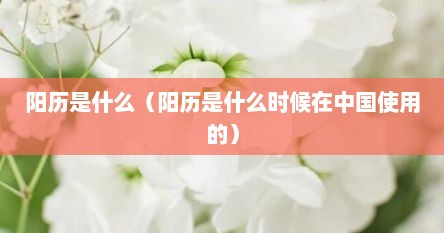 阳历是什么（阳历是什么时候在中国使用的）