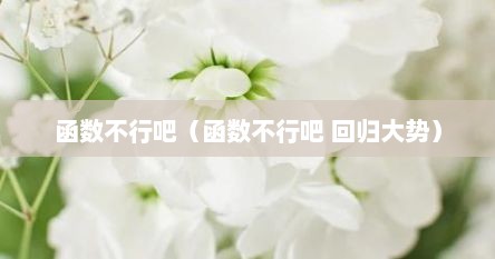 函数不行吧（函数不行吧 回归大势）