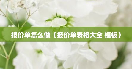 报价单怎么做（报价单表格大全 模板）