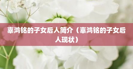 辜鸿铭的子女后人简介（辜鸿铭的子女后人现状）