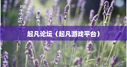 起凡论坛（起凡游戏平台）