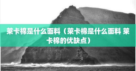 莱卡棉是什么面料（莱卡棉是什么面料 莱卡棉的优缺点）