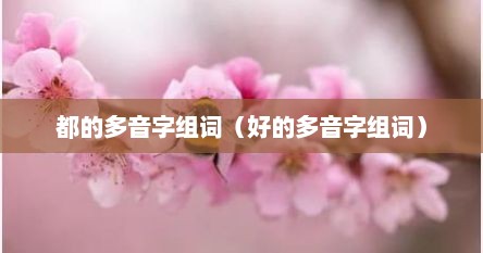 都的多音字组词（好的多音字组词）