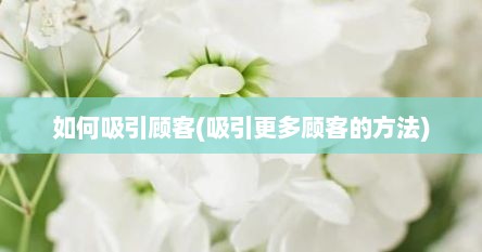 如何吸引顾客(吸引更多顾客的方法)