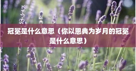 冠冕是什么意思（你以恩典为岁月的冠冕是什么意思）