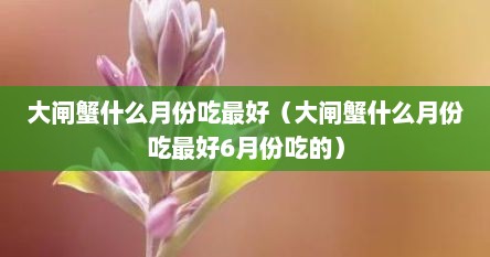 大闸蟹什么月份吃最好（大闸蟹什么月份吃最好6月份吃的）