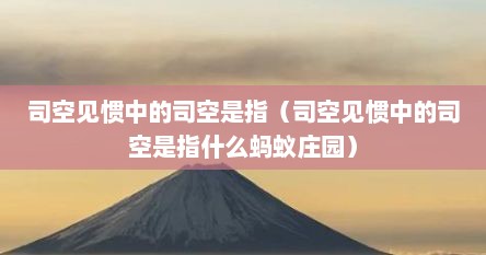 司空见惯中的司空是指（司空见惯中的司空是指什么蚂蚁庄园）