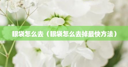 眼袋怎么去（眼袋怎么去掉最快方法）