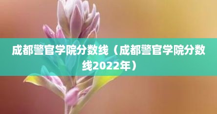 成都警官学院分数线（成都警官学院分数线2022年）