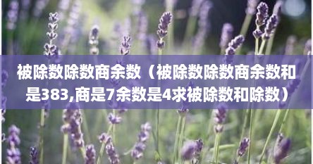 被除数除数商余数（被除数除数商余数和是383,商是7余数是4求被除数和除数）