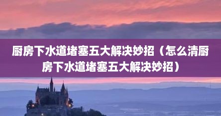 厨房下水道堵塞五大解决妙招（怎么清厨房下水道堵塞五大解决妙招）