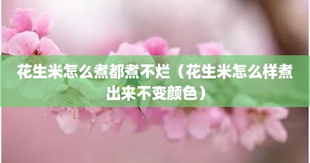 花生米怎么煮都煮不烂（花生米怎么样煮出来不变颜色）