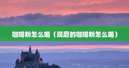 咖啡粉怎么喝（现磨的咖啡粉怎么喝）