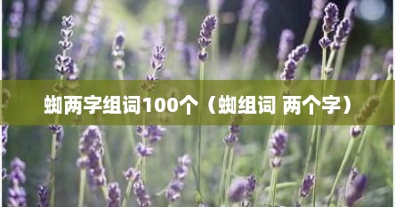 蜘两字组词100个（蜘组词 两个字）