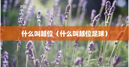 什么叫越位（什么叫越位足球）