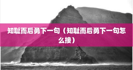 知耻而后勇下一句（知耻而后勇下一句怎么接）