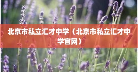 北京市私立汇才中学（北京市私立汇才中学官网）