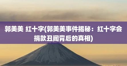 郭美美 红十字(郭美美事件揭秘：红十字会捐款丑闻背后的真相)