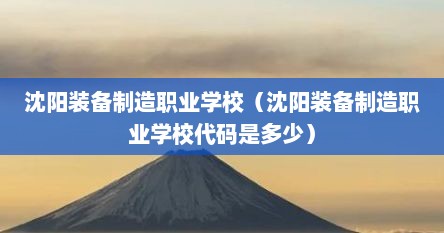 沈阳装备制造职业学校（沈阳装备制造职业学校代码是多少）