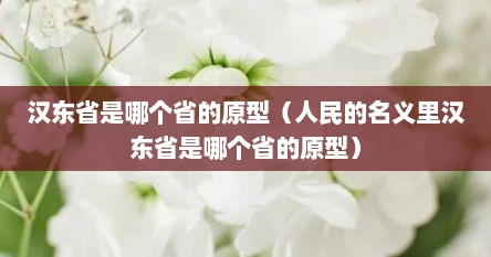 汉东省是哪个省的原型（人民的名义里汉东省是哪个省的原型）