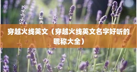 穿越火线英文（穿越火线英文名字好听的昵称大全）