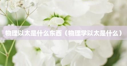 物理以太是什么东西（物理学以太是什么）